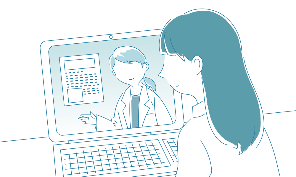 受付業務効率化と患者利便性向上を実現する　遠隔服薬指導のイメージ